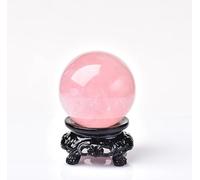 VEKETE Bola De Cuarzo Rosa De Cristal Natural,Piedra Energética,Bola De Cristales Rosa,Decoración Del Hogar,Piedra Reiki Con Base,Cuarzo Rosa,60-70mm