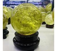 VEKETE Bola De Esfera De Cristal De Cuarzo Citrino NATURAL,Decoración Del Hogar,Coleccionista De Joyas Con Base,9-10cm