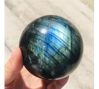 VEKETE Bola De Labrador De Cristal Natural,Bola De Decoración Para El Hogar,Coleccionista De Joyas Azul Y Amarillo,9cm