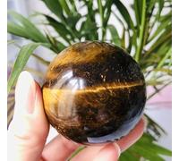 VEKETE Bola De Ojo De Tigre Rara Asiática De Color Amarillo Oscuro,Esfera De Cristal De Cuarzo,Bola Decorativa Artesanal,4,5-5cm