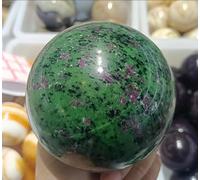 VEKETE Bola De Piedra Del Tesoro Verde Rojo Natural,Mineral De Energía De Cristal,Decoración Del Hogar Y La Oficina,Regalos Artesanales,Adornos De Reiki,400-450g