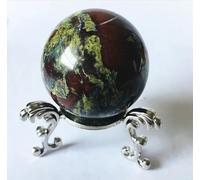 VEKETE Bola De Sangre De Dragón Natural,Esfera De Piedra De Cristal,Piedra De Cuarzo Curativa Para Decoración De Reiki Con Base,Verde Claro,4cm