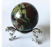 VEKETE Bola De Sangre De Dragón Natural,Esfera De Piedra De Cristal,Piedra De Cuarzo Curativa Para Decoración De Reiki Con Base,Verde Claro,5cm