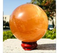 VEKETE Calcita Amarilla Natural Rara,Decoración De Sala De Estar Y Oficina,700-800g,Con Base