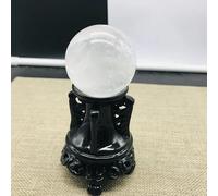 VEKETE Colección De Espécimen De Bola De Esfera De Cuarzo De Cristal Blanco Claro Natural + Coleccionista De Joyas Con Soporte De Madera