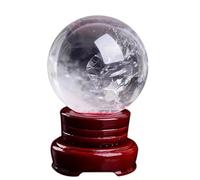 VEKETE Colección De Muestras De Bolas De Esfera De Cuarzo De Cristal Blanco Claro Natural De 8-9cm Con Base