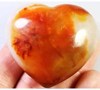 VEKETE Coleccionista De Fabricación De Joyas De Piedra De Palma De Corazón Pulido De Cristal De Ágata Naranja Roja Natural,PC 1