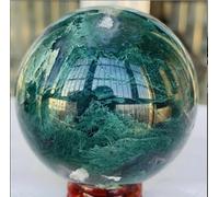 VEKETE Colector De Joyería De Decoración De Bola De Esfera De Cristal De Cuarzo De Ágata Acuática De Musgo Natural,70-75mm