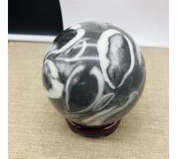 VEKETE Concha Natural Jaspe Mil Ojos Piedra Cristal Pulido Bola Decoración Del Hogar Coleccionista De Joyas Con Base,5,5-6cm