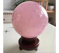 VEKETE Esfera De Bola Curativa De Cristal De Cuarzo Rosa Natural,Decoración Del Hogar + Soporte,7-8cm