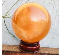 VEKETE Esfera De Calcita Naranja Natural De 3-9cM,Bola De Cristal De Cuarzo,Roca Curativa De Chakras,Artesanías Talladas En Piedra Reiki Con Soporte,6cm