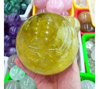 VEKETE Esfera De Cristal Citrino Natural De 70-100m,Bola De Piedras Preciosas De Cuarzo Amarillo,Decoración Del Hogar Reiki,10-11cm