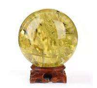 VEKETE Esfera De Cristal Citrino Natural De 8-9cm,Bola De Piedras Preciosas De Cuarzo Amarillo,Decoración Del Hogar Reiki Con Base