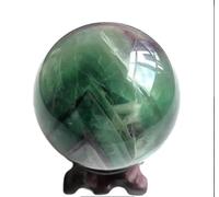VEKETE Esfera De Cristal De Fluorita,Piedra Natural De Reiki Y Minerales,Bola De Cuarzo,Decoración Del Hogar Con Base,60-70mm