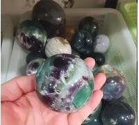 VEKETE Esfera De Fluorita De Colores Naturales,Bola De Cristal De Cuarzo,Regalo De Decoración Para El Hogar Y La Oficina,60-70mm