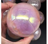 VEKETE Esfera De Piedras Preciosas Naturales,Bola De Cristales De Cuarzo Rosa Con Aura De Ángel,Decoración Del Hogar,Fengshui,PC 1,70-80mm