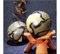 VEKETE Esfera Septaria Natural,Piedra De Dragón,Bola Septarium,Bola De Cristal De Cuarzo Reiki,Adornos Coleccionables Fengshui Para Decoración Del Hogar Con Base,40-50mm