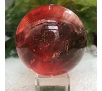 VEKETE Esferas De Bolas De Cristal De Piedra De Fundición Roja De Cuarzo Natural Para Decoración Del Hogar De Reiki + Soporte,bola Y Soporte,50-60mm