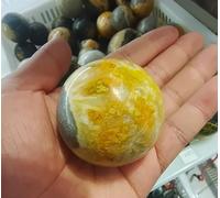 VEKETE Hermosa Bola De Esfera De Abejorros Raros Naturales,Piedras Preciosas Amarillas,Artesanías De Cristal Curativo Para Decoración,45-50mm