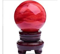 VEKETE Hermosa BOLA DE ESFERA DE CRISTAL DE CUARZO FUNDIDO CLARO Rojo,Decoración De Sala De Estar Y Oficina Con Base,100mm