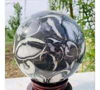 VEKETE Milagrosa Enorme Concha Natural Bola De Piedra Cristal De Cuarzo Mineral Espécimen Energía Gema Hogar Oficina Con Base,15-18kg