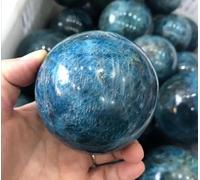 VEKETE Mineral De Cristal De Cuarzo Con Esfera De Bola De Apatita Azul Natural Para Regalo De Decoración Del Hogar,50-60mm