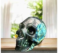 VEKETE Regalos De Cristal Tallados A Mano Con Calavera De Cuarzo Labradorita Natural