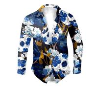 Vekewsap Camisa de playa con estampado de calavera para hombre, camisa informal con estampado 3D, camiseta informal clásica, estampado de calavera, camisa de solapa, camiseta fea, disfraz de Halloween