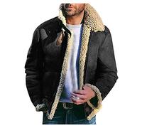 Vekewsap Chaqueta de invierno para hombre, chaqueta de felpa para otoño e invierno, chaqueta de entretiempo, chaqueta de entretiempo, chaqueta cortavientos, cuello alto, chaqueta de aviador, chaqueta