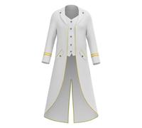 Vekewsap Chaqueta steampunk para hombre, abrigo victoriano, renacentista, cortavientos, abrigo de terror, disfraz de grupo de Halloween, diablo, vampiro, disfraz de pirata medieval, Blanco, S