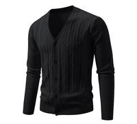 Vekewsap Chaqueta tradicional para hombre, diseño trenzado, cárdigan de manga larga con botones, abrigo de punto, cuello en V, suéter de punto, suéter de punto, chaquetas tradicionales para hombres