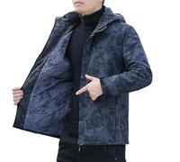 Vekewsap Chubasquero para hombre, impermeable, transpirable, chaqueta de forro polar, chaqueta de entretiempo, parka de invierno, chaqueta funcional, forro polar grueso, cortavientos, gabardina, Negro