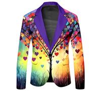 Vekewsap LGBTQ - Chaqueta para hombre con diseño de arcoíris del orgullo del mes, multicolor, para graduación, carnaval, disfraz, chaqueta de traje, corte ajustado, gay, amor, orgullo, traje de neón