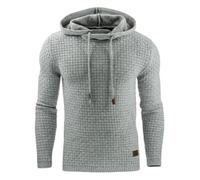 Vekewsap Sudadera de jacquard para hombre con capucha, sudadera cómoda con capucha, chaqueta informal de gofre, corte ajustado, sudadera con capucha, manga larga, suéter de trabajo, cordón, sudaderas