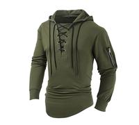 Vekewsap Sudadera retro medieval para hombre con capucha, sudadera para exteriores, estilo urbano, medieval, manga larga, con cordones, gótico, steampunk, cordón, sudadera con capucha, verde, XL