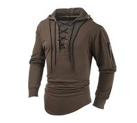 Vekewsap Sudadera retro medieval para hombre con capucha, sudadera para exteriores, estilo urbano, medieval, manga larga, con cordones, gótico, steampunk, cordón, sudadera con capucha, marrón, 3XL