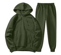 Vekewsap Traje deportivo para hombre, 2 piezas, juego de manga larga, ropa deportiva, otoño e invierno, traje de exterior con capucha + pantalones de jogging, chándal de un solo color, c, XL