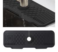 Veki Alfombrilla de Silicona para Grifo, Protector Salpicaduras de Fregadero, Bandeja de Recogida de Goteo, Tapete Absorbente para Fregadero para Proteger Encimera de Cocina y Baño (43 cm, Negro)