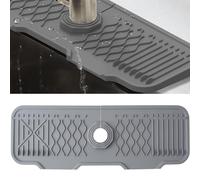 Veki Alfombrilla de Silicona para Grifo, Protector Salpicaduras de Fregadero, Bandeja de Recogida de Goteo, Tapete Absorbente para Fregadero para Proteger Encimera de Cocina y Baño (43 cm, Gris)