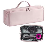 Veki Bolsa de Viaje Portátil para Secador de Pelo, Bolsa de Almacenamiento Compatible con Dyson Airwrap Styler, Dyson Supersonic y Shark, Funda Transporte para Secador de Pelo y Accesorios (Rosa)