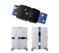 Veki Correas de Equipaje Ajustable, Correa para Maletas de Viaje, Equipaje Cinturón con TSA Cerradura de Combinación, Accesorios Viaje para Reconocer Fácil el Equipaje para 20-32 Pulgada (Patrón Azul)