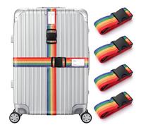 Veki Correas para Maletas Ajustables, Correas de Equipaje con Hebilla, Cinta para Maletas de Viaje, Equipaje Cinturón con Etiqueta de Identificación para Reconocer el Equipaje (Coloridos, 4 Piezas)