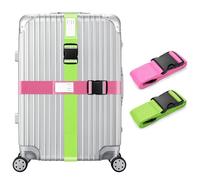 Veki Correas para Maletas Ajustables, Correas de Equipaje con Hebilla, Cinta para Maletas de Viaje, Equipaje Cinturón con Etiqueta de Identificación para Reconocer el Equipaje (Color Claro, 2 Piezas)