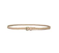 VekkEr Womens belts for dresses,1.4cmX110cm vintage women's braided decorative thin belt, round gold pin buckle jeans belt,(Beige)