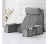 Vekkia Almohada de Lectura para Sentarse en la Cama, Almohada de Apoyo para la Espalda con reposabrazos y Bolsillos, Nueva Almohada de Reposo para Leer, Relajarse o Ver la televisión, 19 Pulgadas