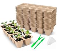 VEKLIQ 36 Piezas 360 Celdas Bandeja de Germinación de Semillas, Semilleros, Biodegradables con Agujeros de Drenaje, Maceta para Semillas con Etiquetas de plástico y Herramientas de trasplante