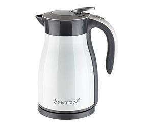 Vektra VEK-1701W Hervidor de agua inalámbrico con aislamiento al vacío, respetuoso con el medio ambiente, fácil de verter, 1,7 litros, color blanco