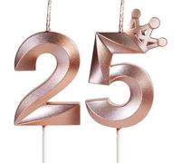 Vela 3D Cumpleaños 25 Con Corona, Número Oro Rosa Para Pasteles, Feliz Cumpleaños, Aniversario, Fiesta Temática, Decoraciones Para Tartas