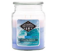 Vela aromática Candle Brothers Coastal Breeze, en vaso, 2 mechas, 510 g, 100 h de duración, para el hogar, azul y blanco