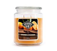 Vela aromática Candle Brothers Naranja Canela, vaso, 2 mechas, 510 g, 100 h de duración, aroma para el hogar.